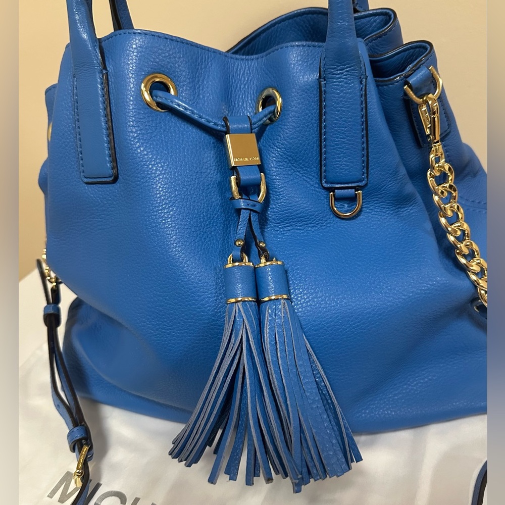 Like New Blue Michael Kors Camden Drawstring Satchel Bag - Picture 2 of 12